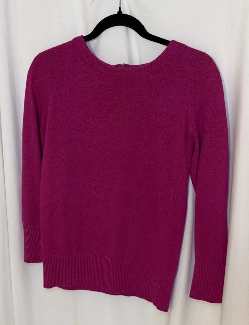 DVF Diane von Furstenberg Magenta Pink Cashmere Blend Back Zip Sweater Size M